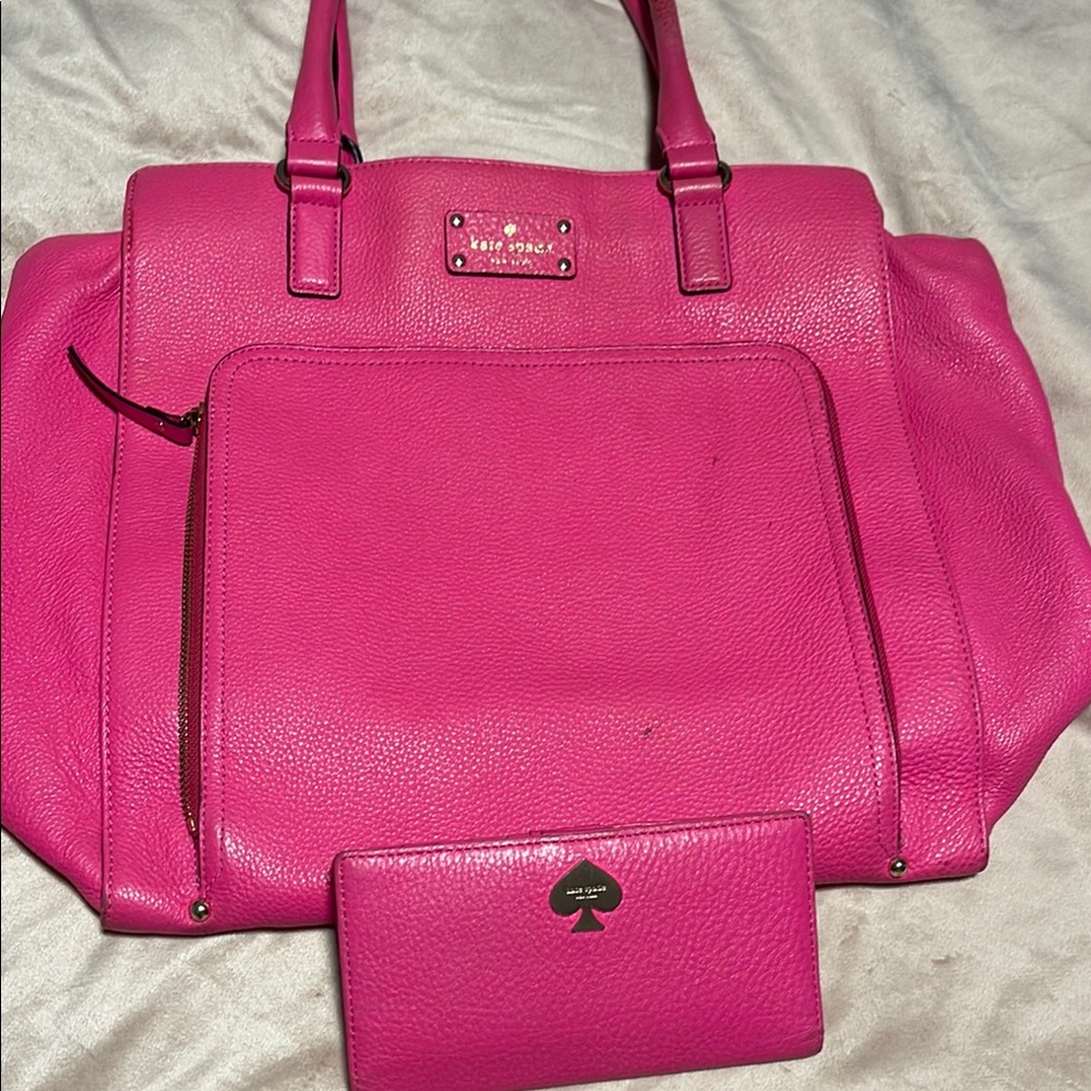 Kate Spade Pink Tote Bag with Saffiano Texture